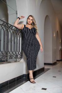 Vestido reto com elastano