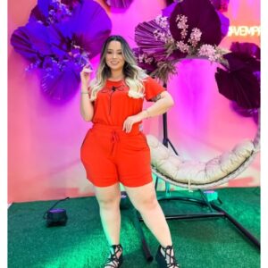 Conjunto bermuda malha laranja